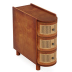 10.62" Narrow Rattan 3-Drawer End Table