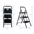 3 Step Ladder with Wide Anti-Slip Pedal