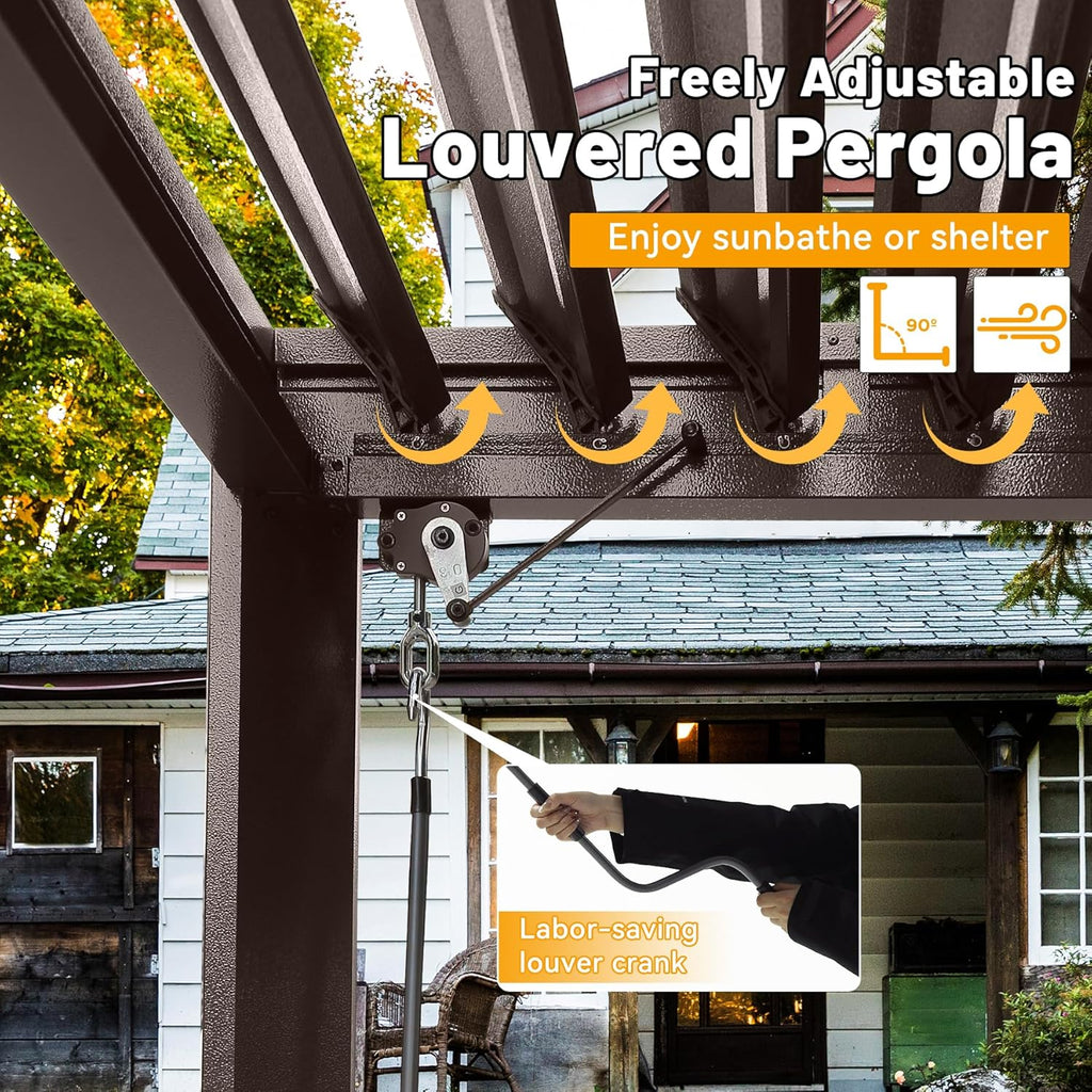 8x5 FT Grill Louvered Pergola for Outdoor Grill