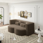 Modern Floor Sofa with 2 Pillows - Convertible Plush Couch