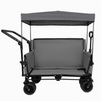 3-in-1 Folding Wagon Cart with Bench Seat & Canopy