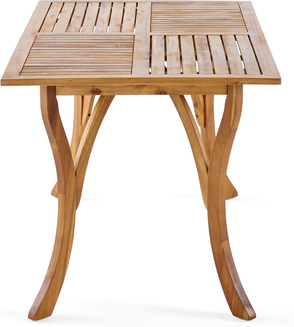 Outdoor 7 Pieces Rustic Patio Acacia Expandable Dining Set