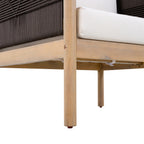 Outdoor Acacia Wood Club Chair with Diamond Rope Weave & Cushions