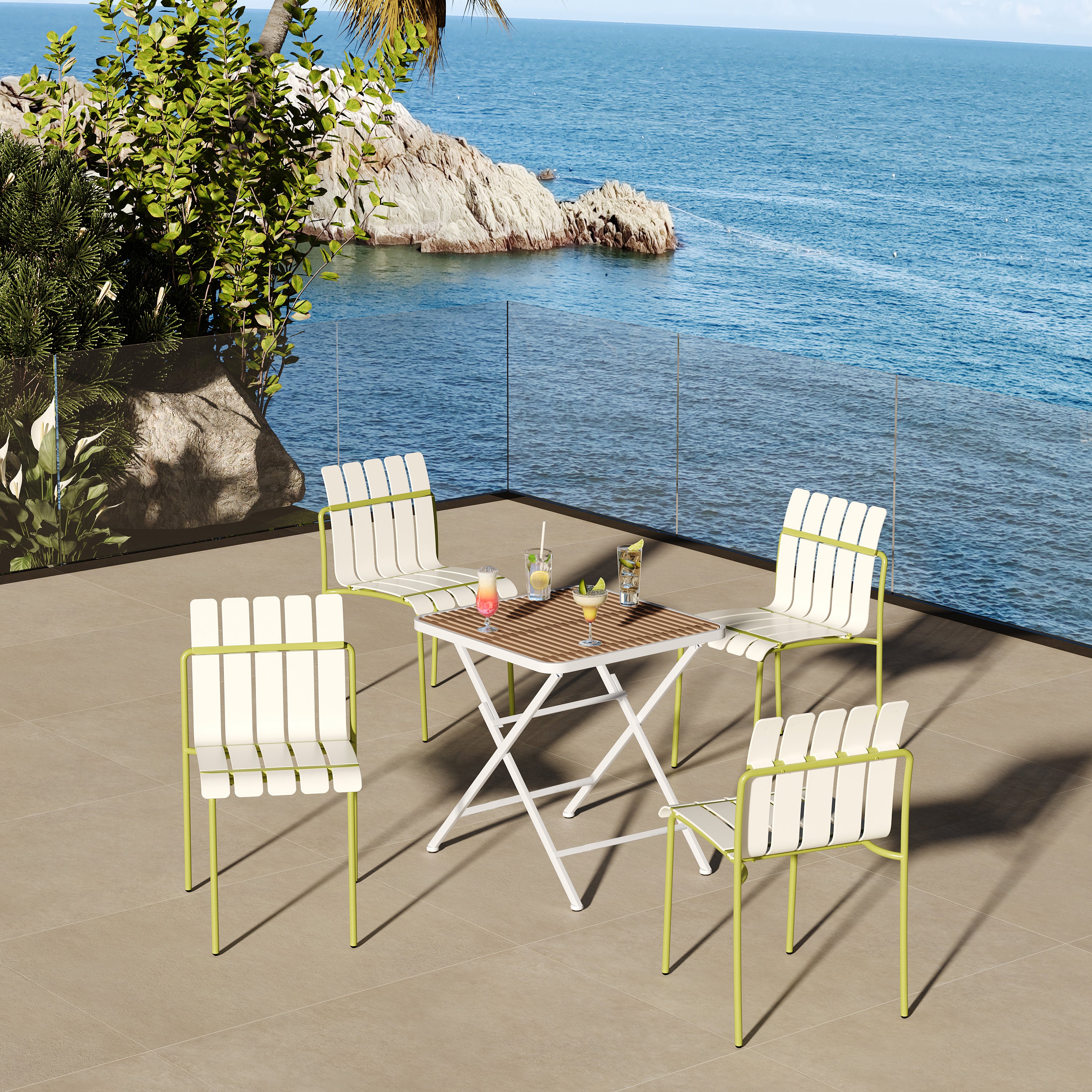 Summer 4-Pack Modern Striped Color Block Chairs Set