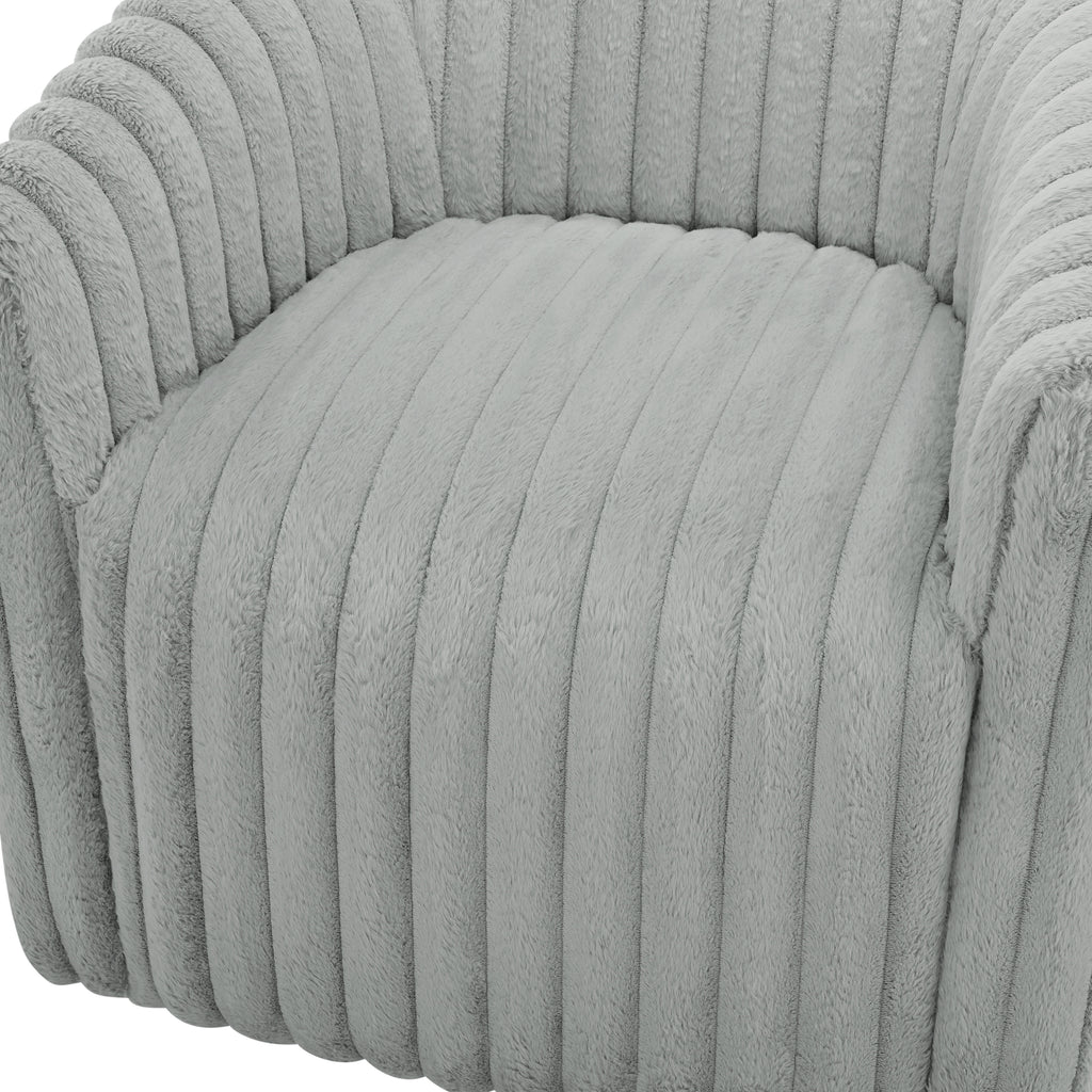 Alexa Ultra Plush Wide Cord-like Swivel Barrel Chair