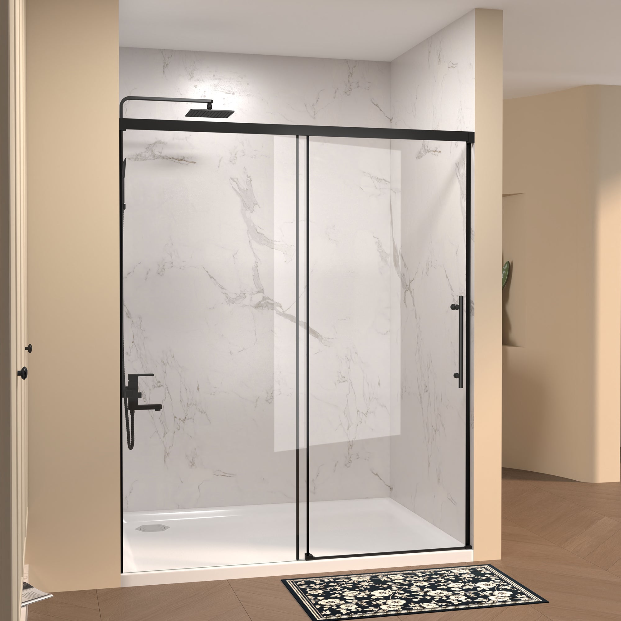 48" W × 72" H Single Sliding Shower Door