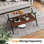 Rectangle Coffee Table with Tempered Glass Top