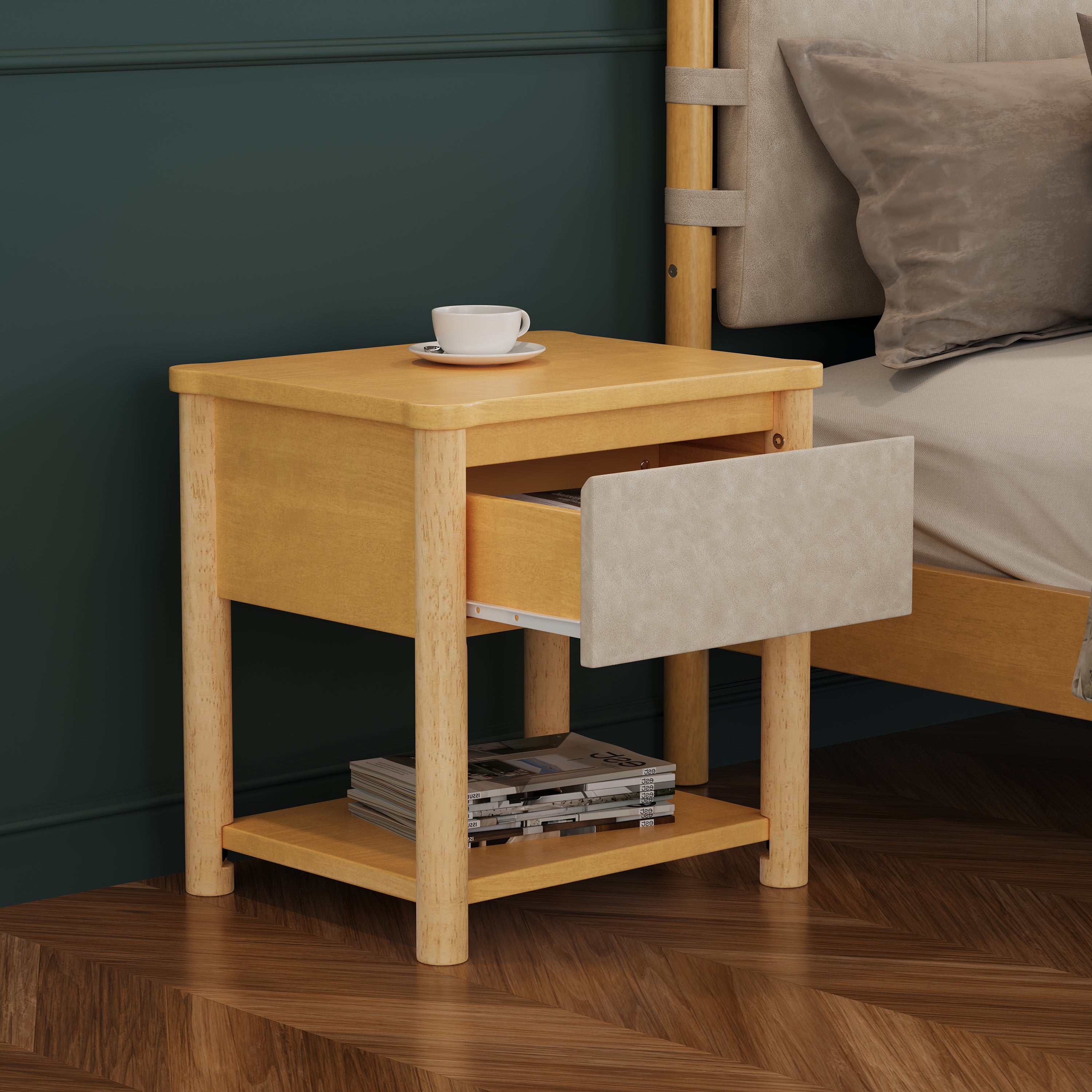 Wood Nightstand Set - Modern Nightstands with Drawer