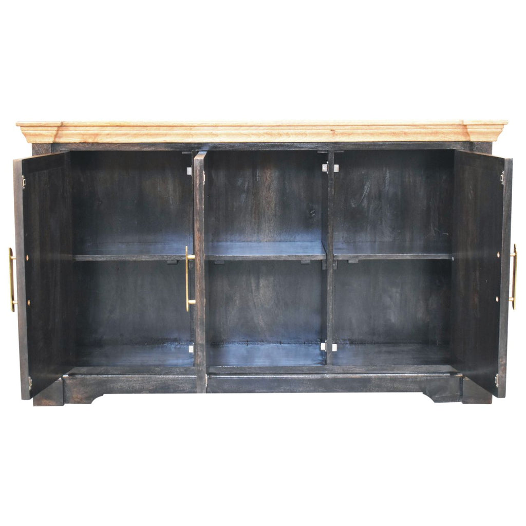 Solid Wood Regal Rustic Sideboard, 6 Compartments
