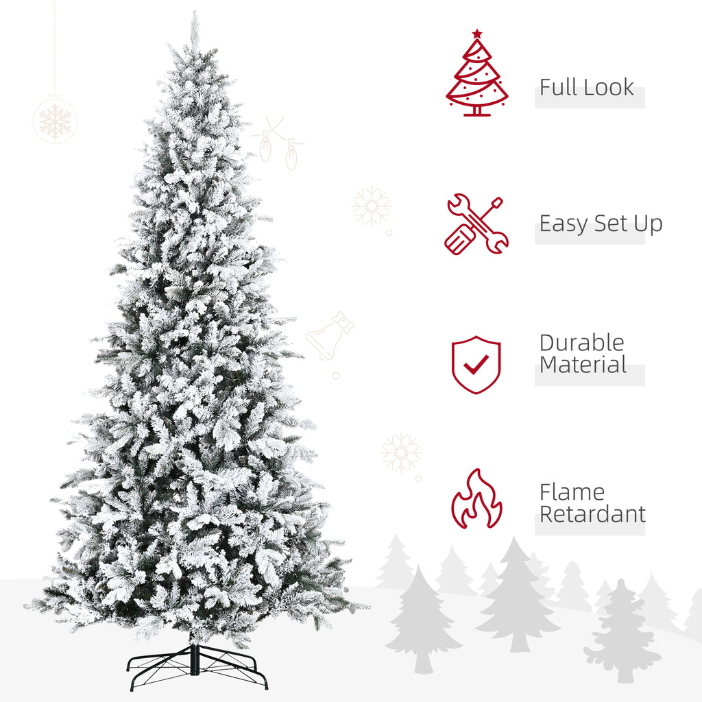 HOMCOM 9 Foot Pine Snow Flocked Artificial Christmas Tree