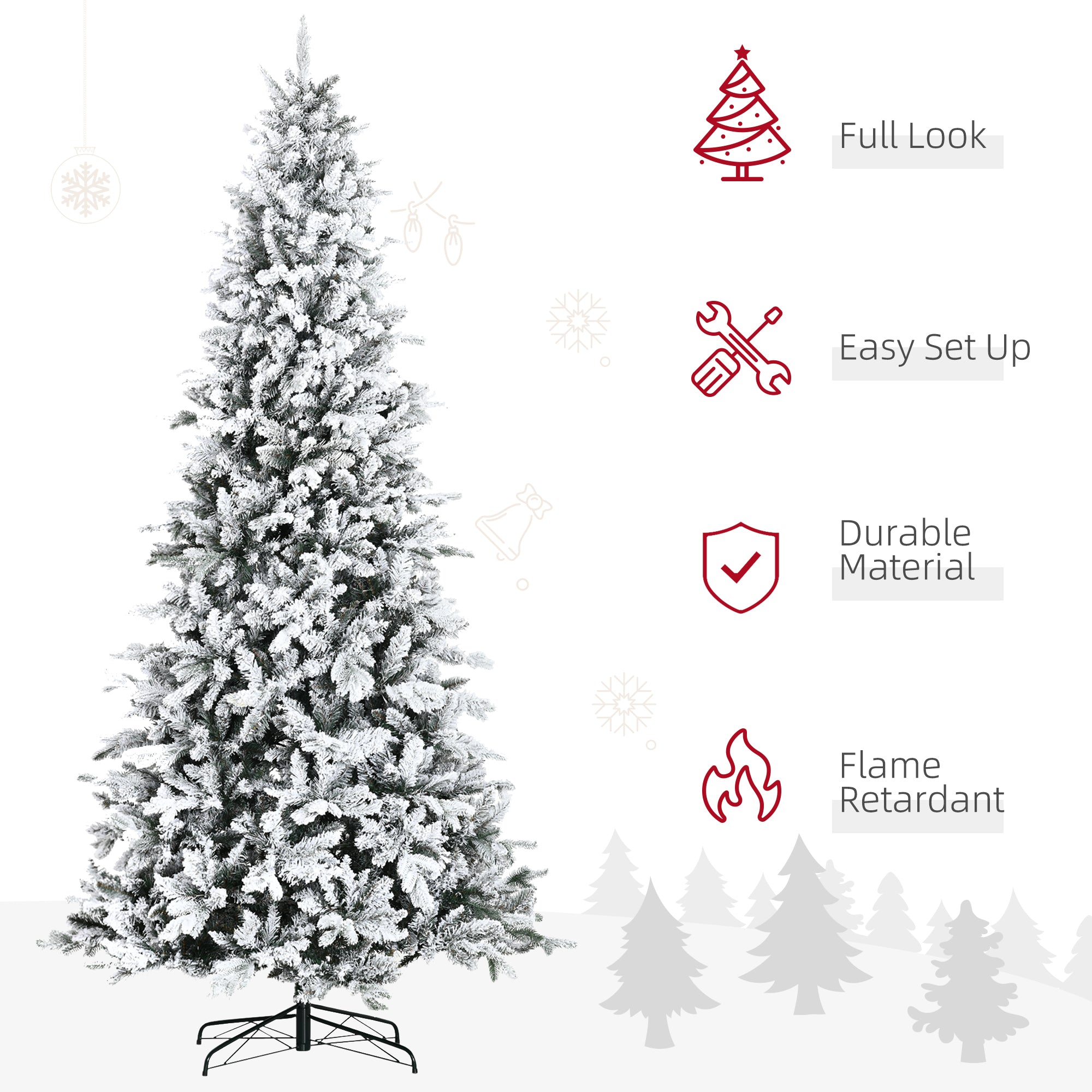 HOMCOM 9 Foot Pine Snow Flocked Artificial Christmas Tree