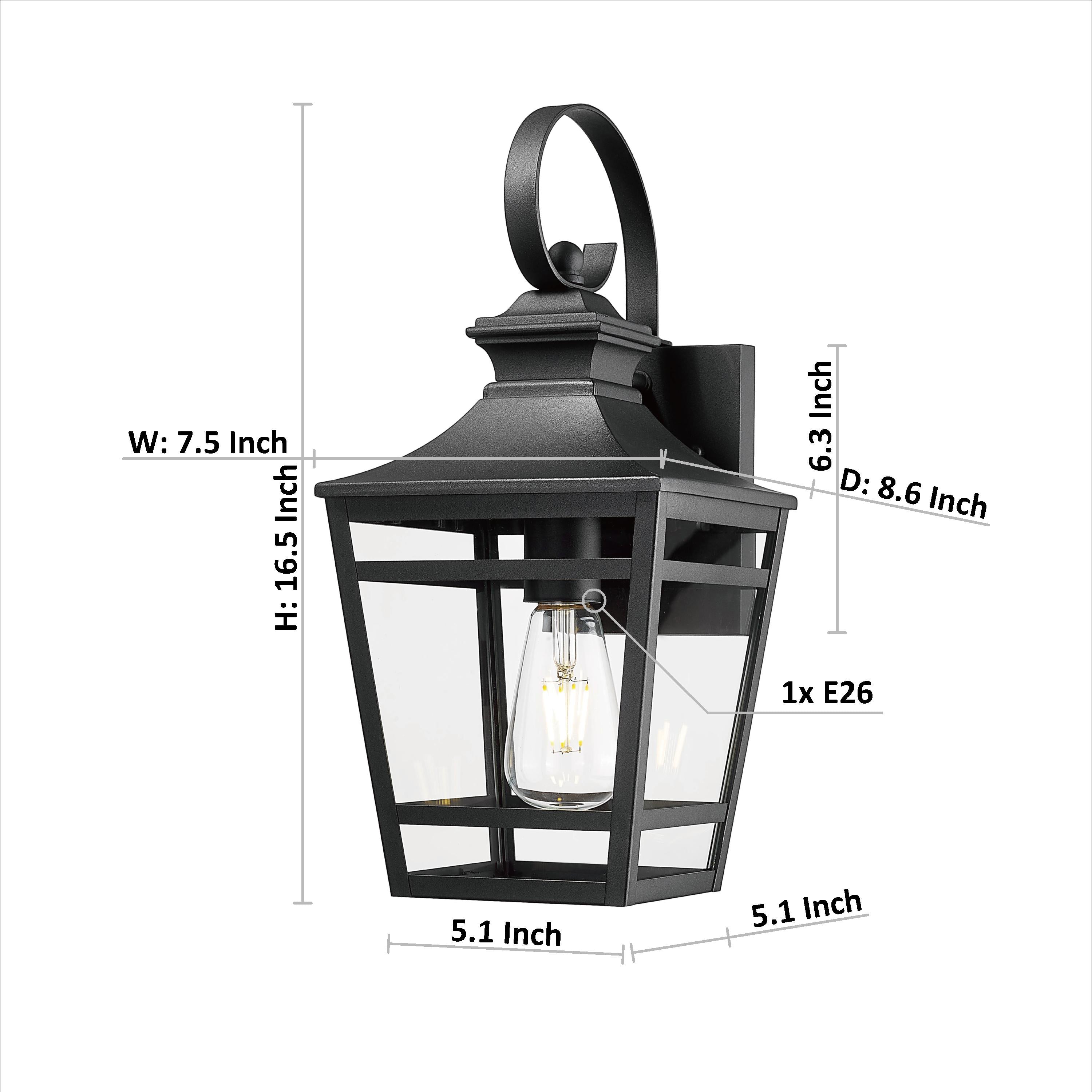 Large Outdoor Wall Lights for House - 16.5 Inch Black Aluminum