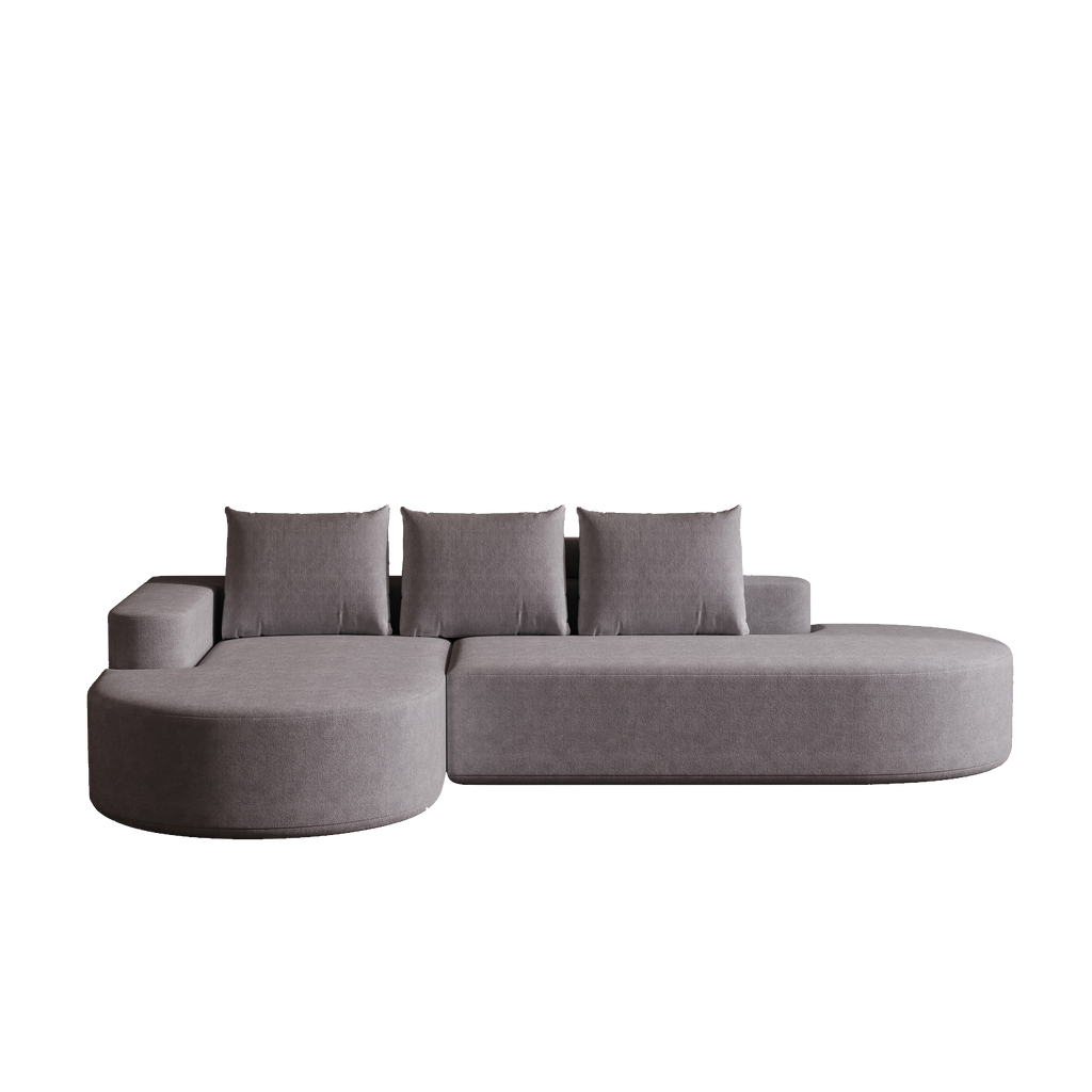 Modern Curved Chenille Upholstered Sectional Sofa
