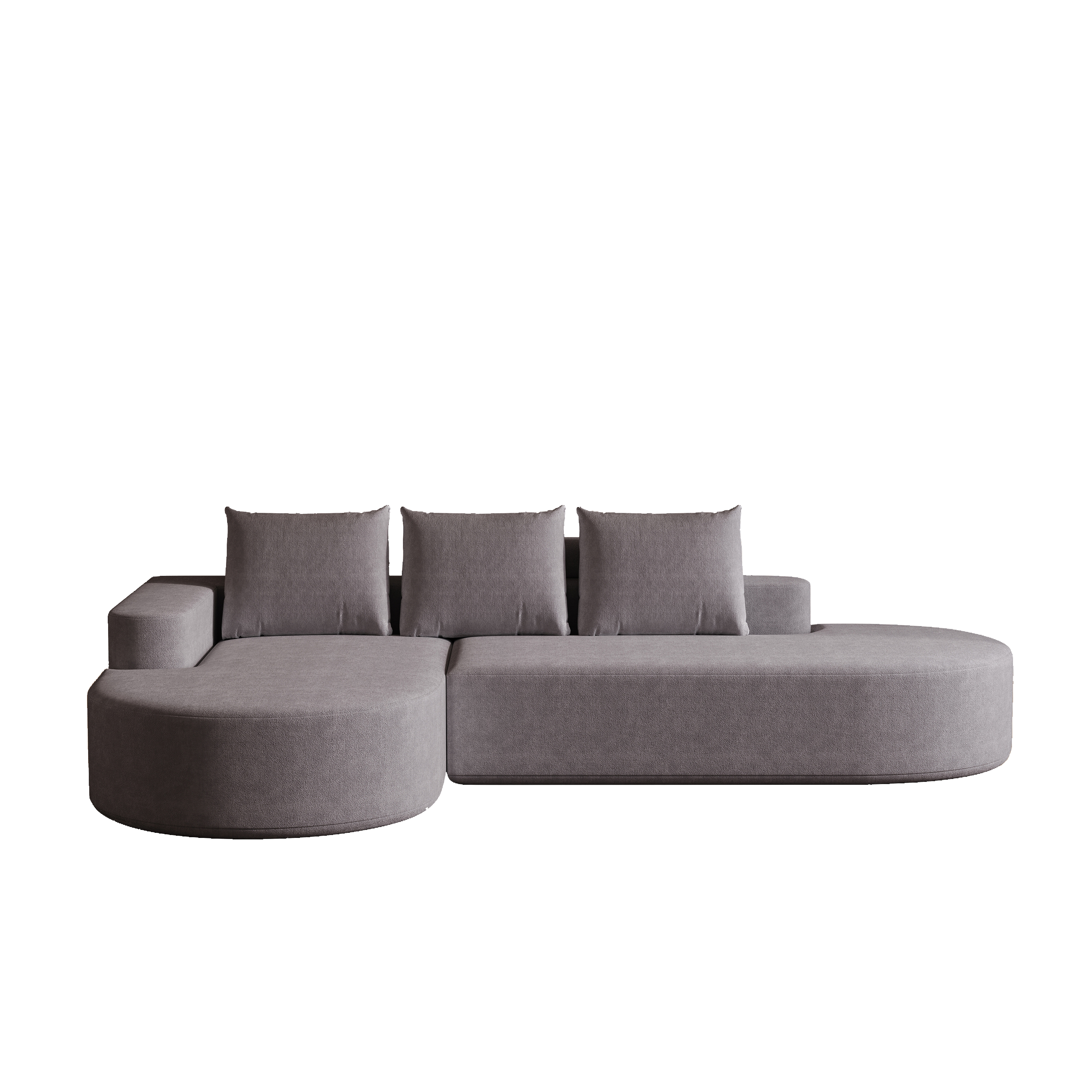 Modern Curved Chenille Upholstered Sectional Sofa