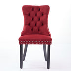 Classic Velvet Dining Chairs - Set of 2 in Burgundy