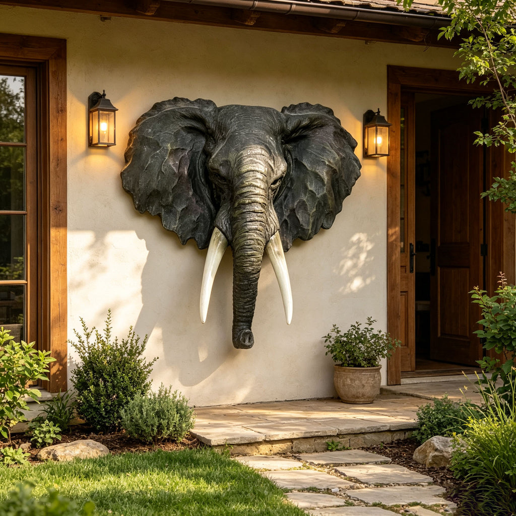 15.75" Wide Realistic Elephant Head Wall Sculpture