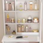 Modern Mini Dressing Table with LED-lit Mirror & Hidden Storage