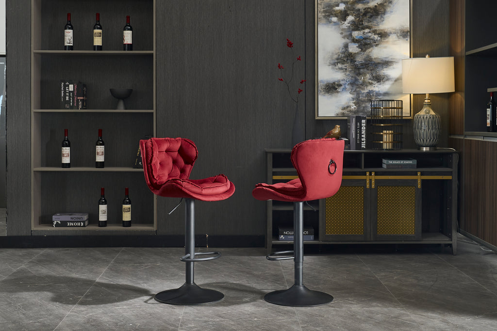 Set of 2 Bar Stools with Powder Footrest