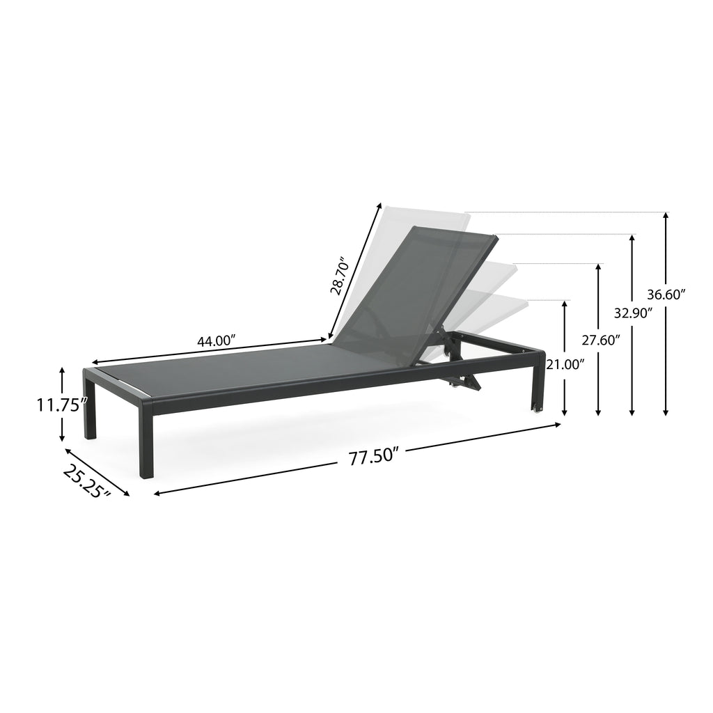 Cape Coral KD Chaise Lounge Black (Set of 2)