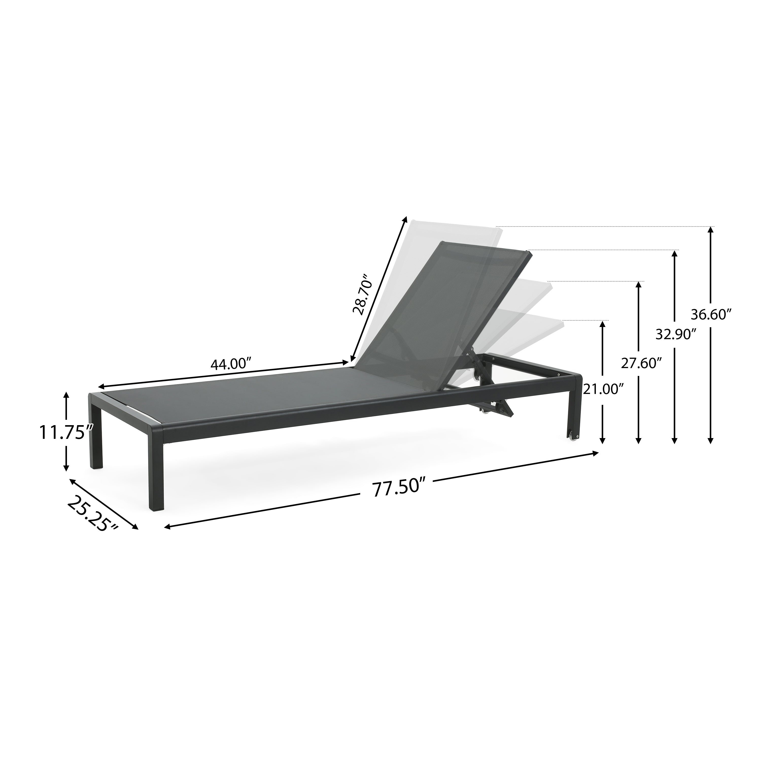 Cape Coral KD Chaise Lounge Black (Set of 2)