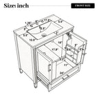 30" Elegant Fluted Bathroom Vanity with Ceramic Sink