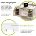 67" Modern Executive Desk with Glass Doors and Drawers