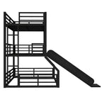 Metal Triple Bunk Bed with Slide