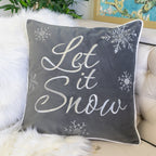 Let It Snow Embroidered Cotton Throw Pillow
