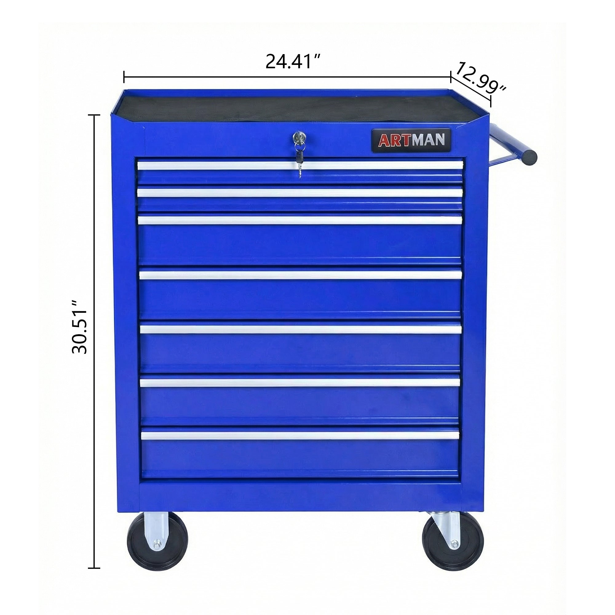 7 Drawers Multifunctional Tool Cart with Wheels - Blue