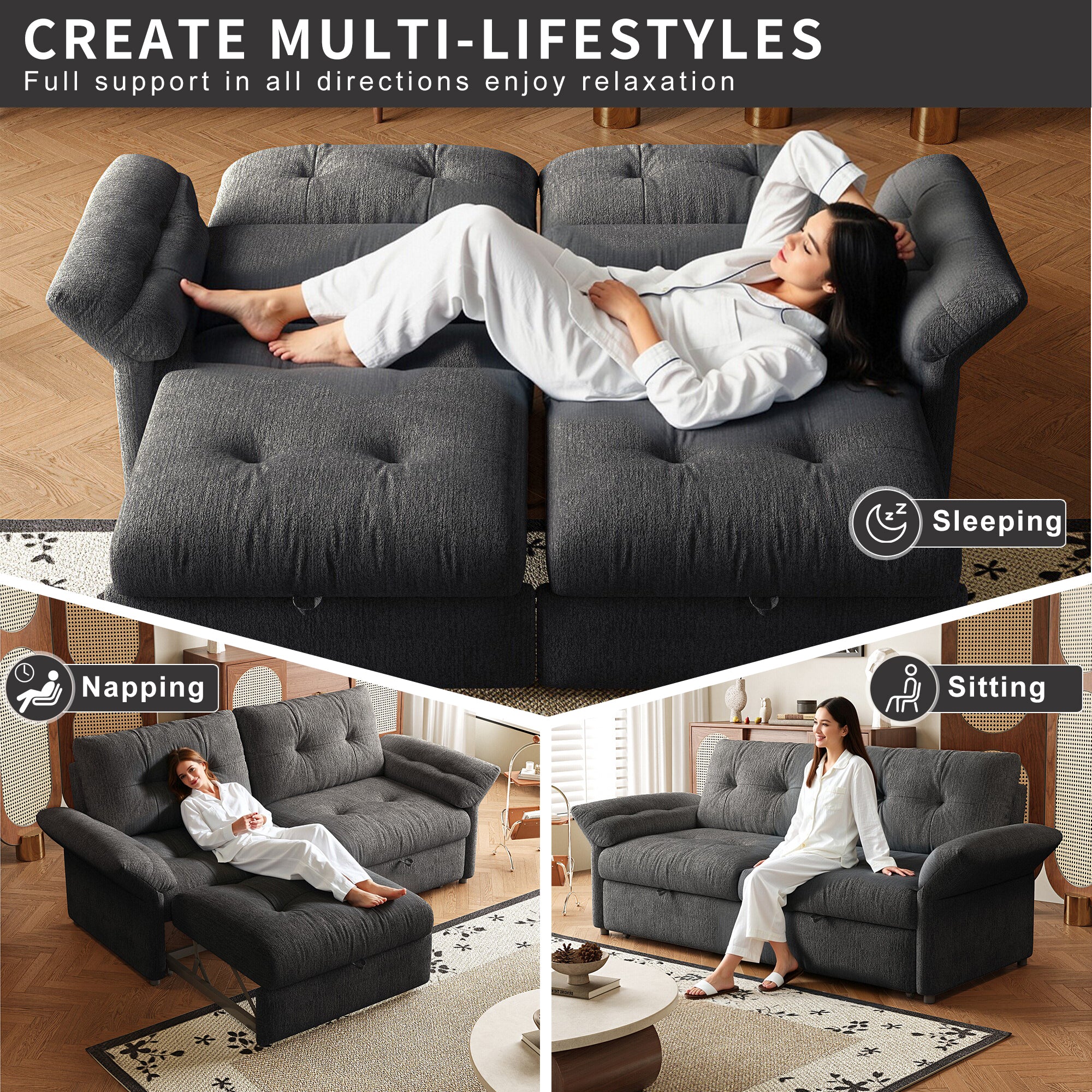 Multi-Functional Sofa with Convertible Bed