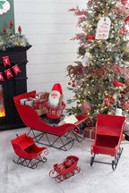 14.5x10x11"H Iron Red/Black Sleigh Small Christmas Decoration