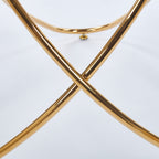 Dining Table with Golden Metal Legs and Tempered Glass