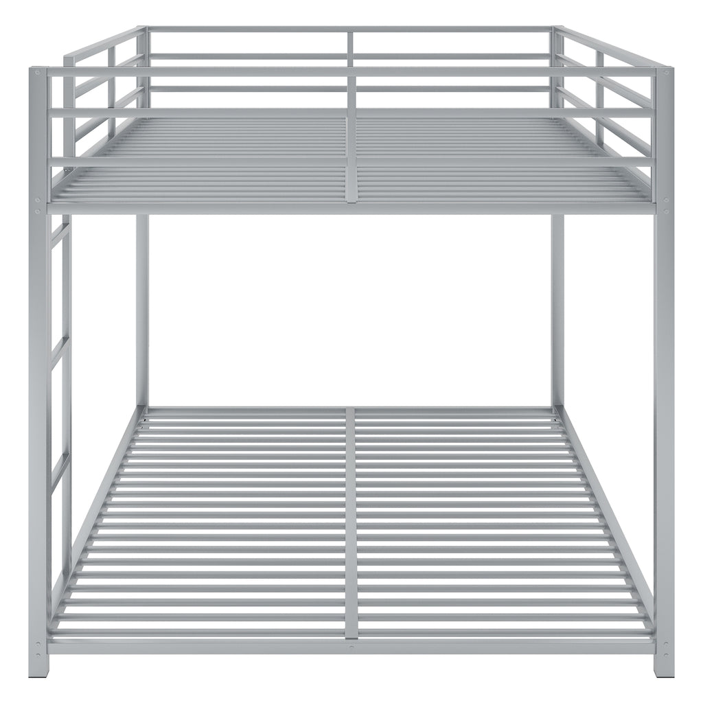 Full Over Full Metal Bunk Bed with Ladder in Silver