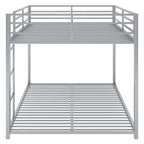 Full Over Full Metal Bunk Bed with Ladder in Silver