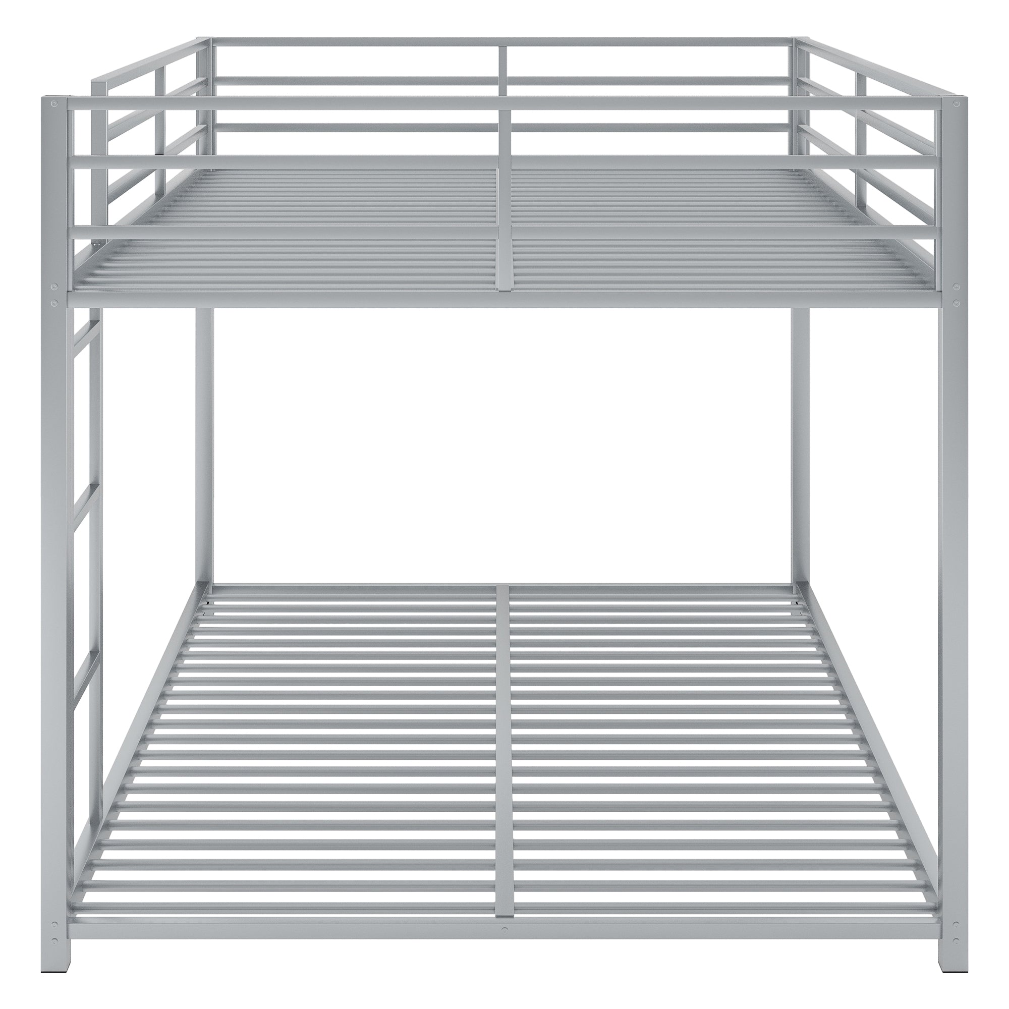 Full Over Full Metal Bunk Bed with Ladder in Silver
