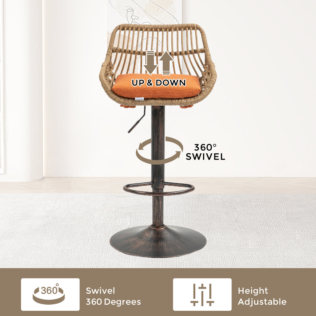 Modern Swivel Bar Stools Set of 2 Adjustable Counter Height Chairs