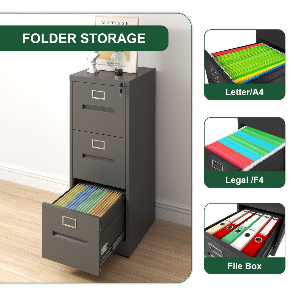 3 Drawer File Cabinet with Lock