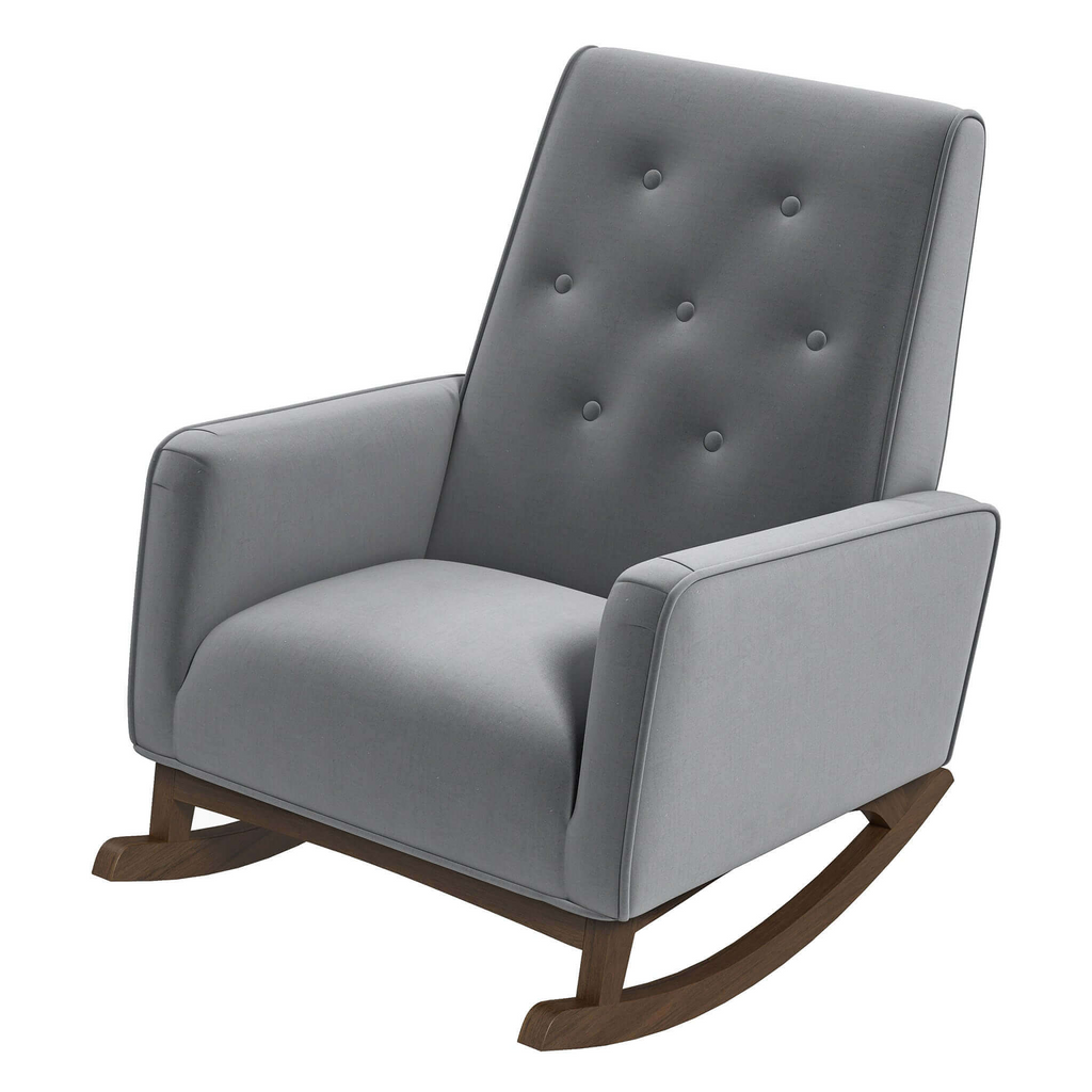 Premium Demetrius Light Grey Fabric Rocking Chair