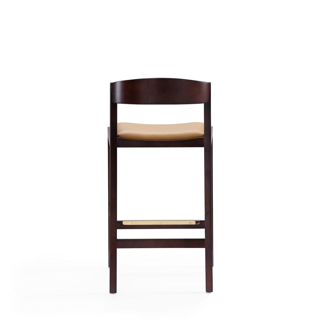 Klismos Wood Upholstered Counter Stool in Camel