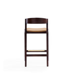 Klismos Wood Upholstered Counter Stool in Camel