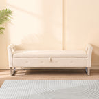 67.91" Wide Velvet Storage Soft Bench with Armrests