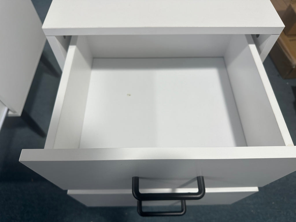 2-Drawer Nightstand with Metal Legs and Metal Handles