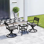 Outdoor Metal Swivel Patio Set - 2 Armchairs & Table