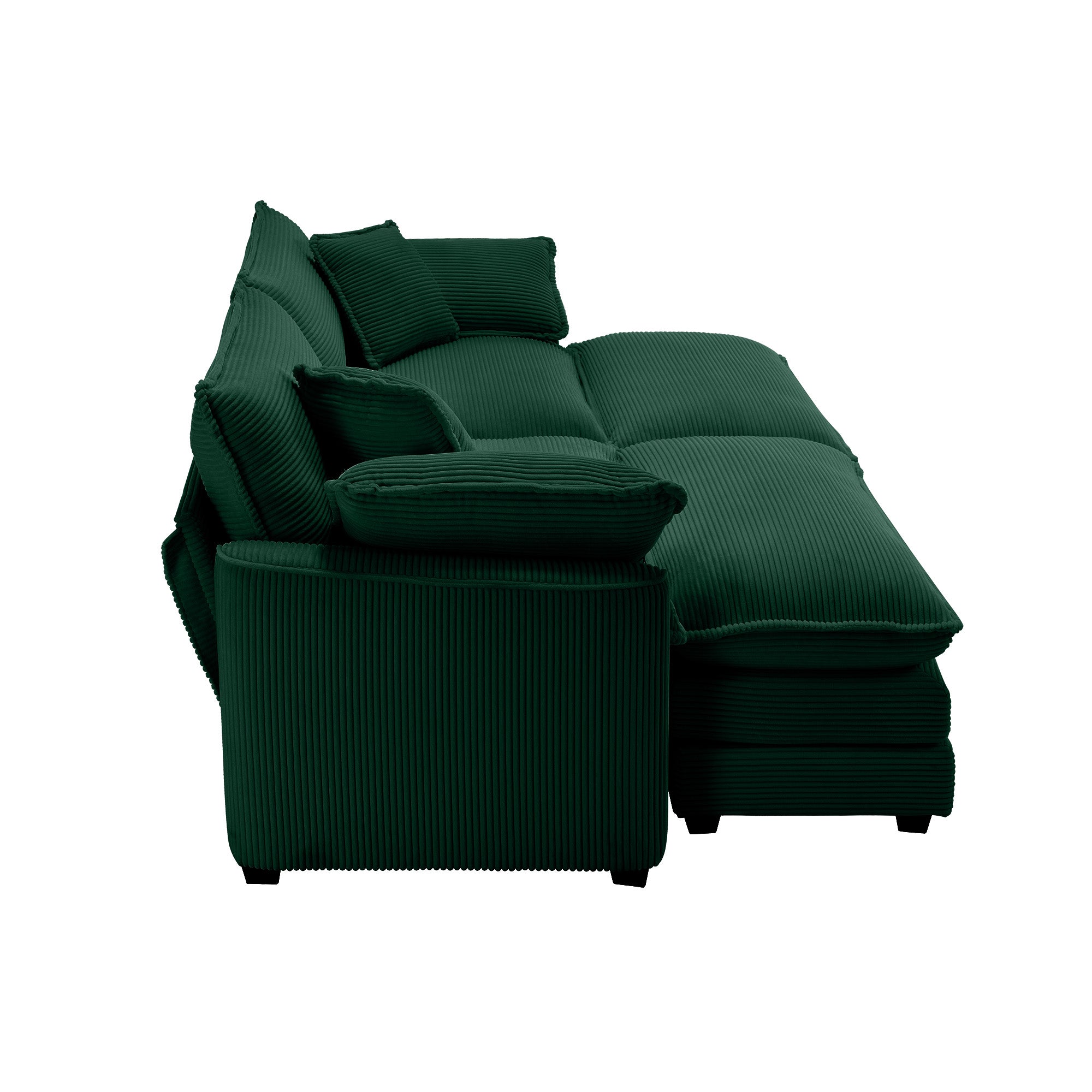 Corduroy Two-Seater Sofa with Ottoman