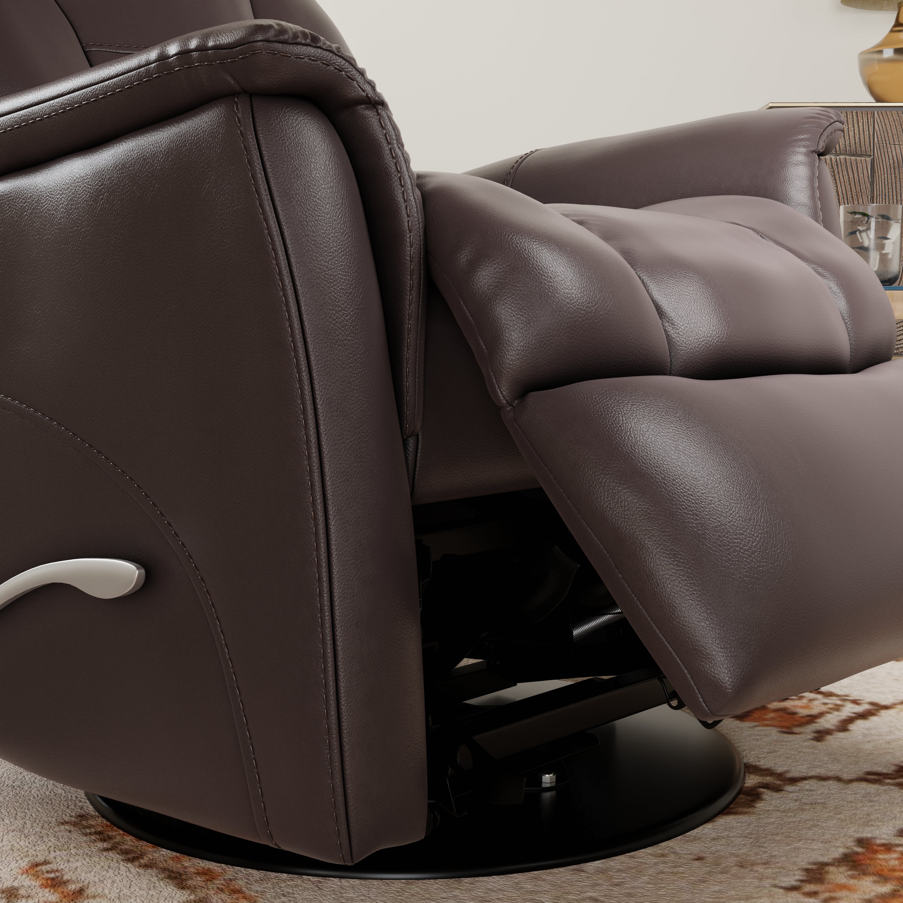 Global Home Swivel Glider Recliner with Adjustable Headrest & Footrest