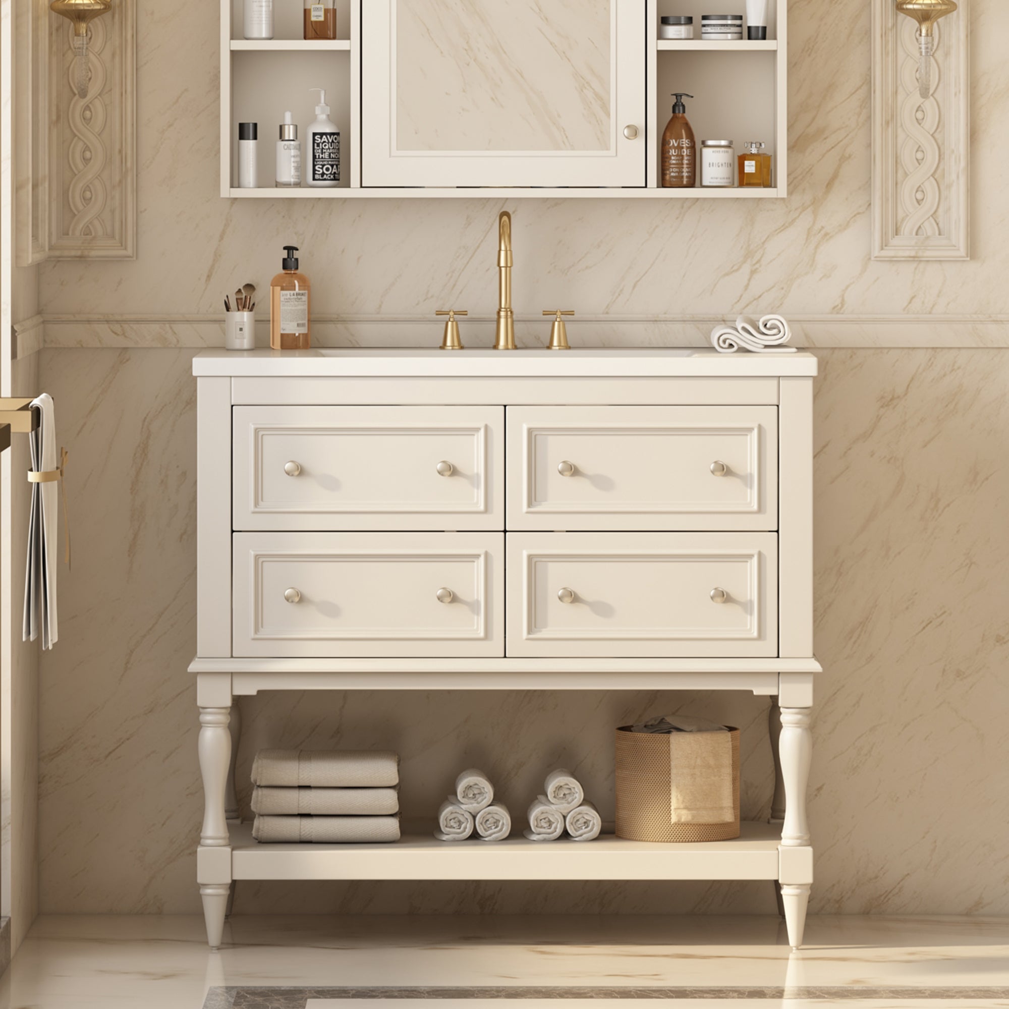 36" Bathroom Vanity Cabinet with Sink Combo Set