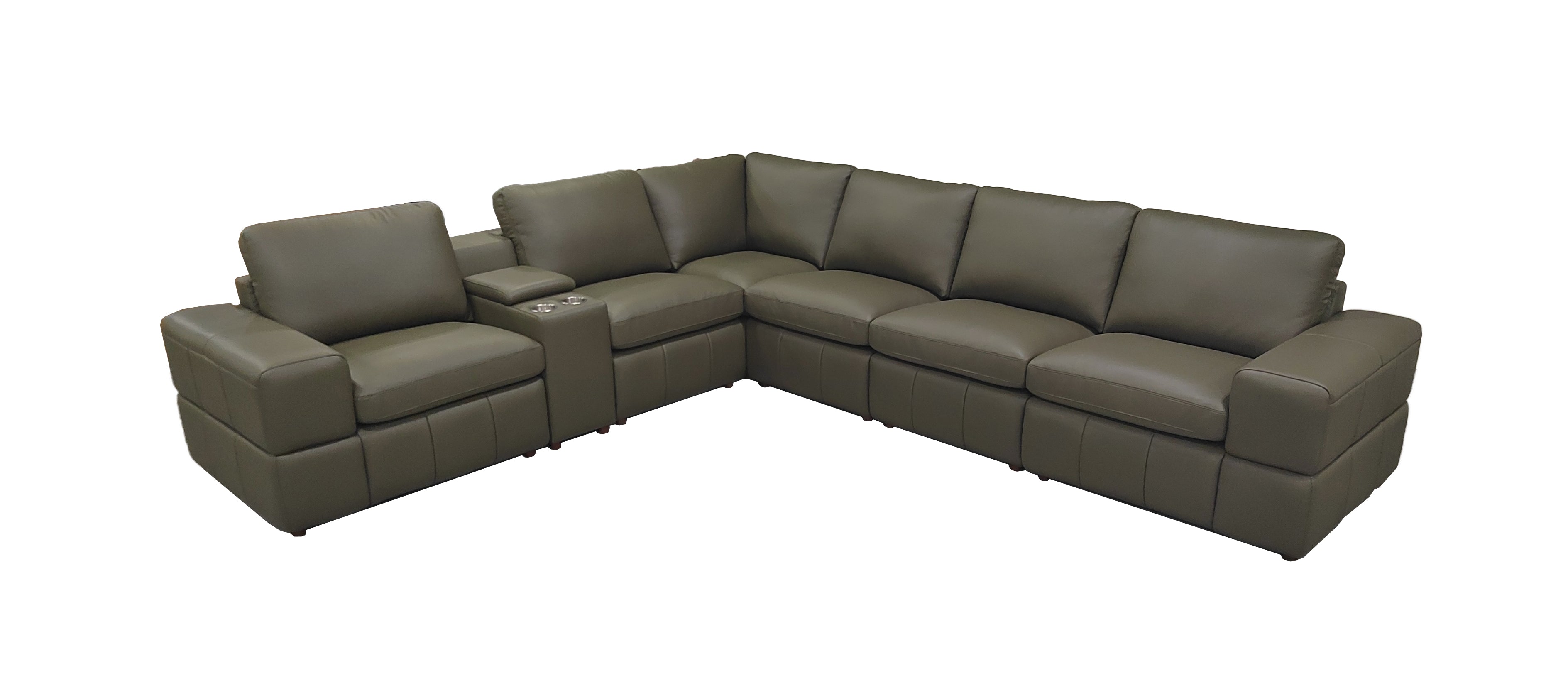 Large Arm Leather Match Upholstery Modular Sectional