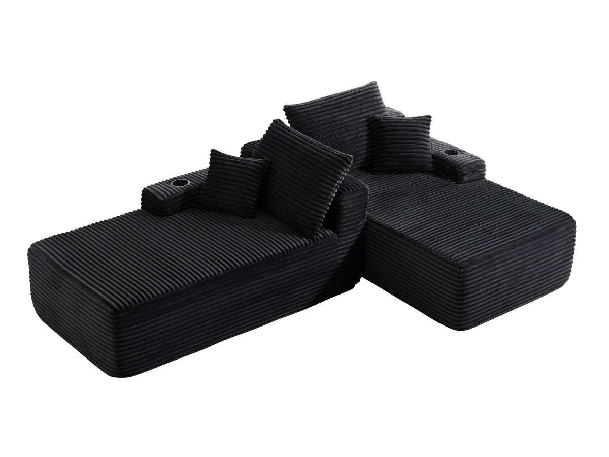 69" Cloud Sectional Couch, L-Shape Chaise with R-Shape Chaise