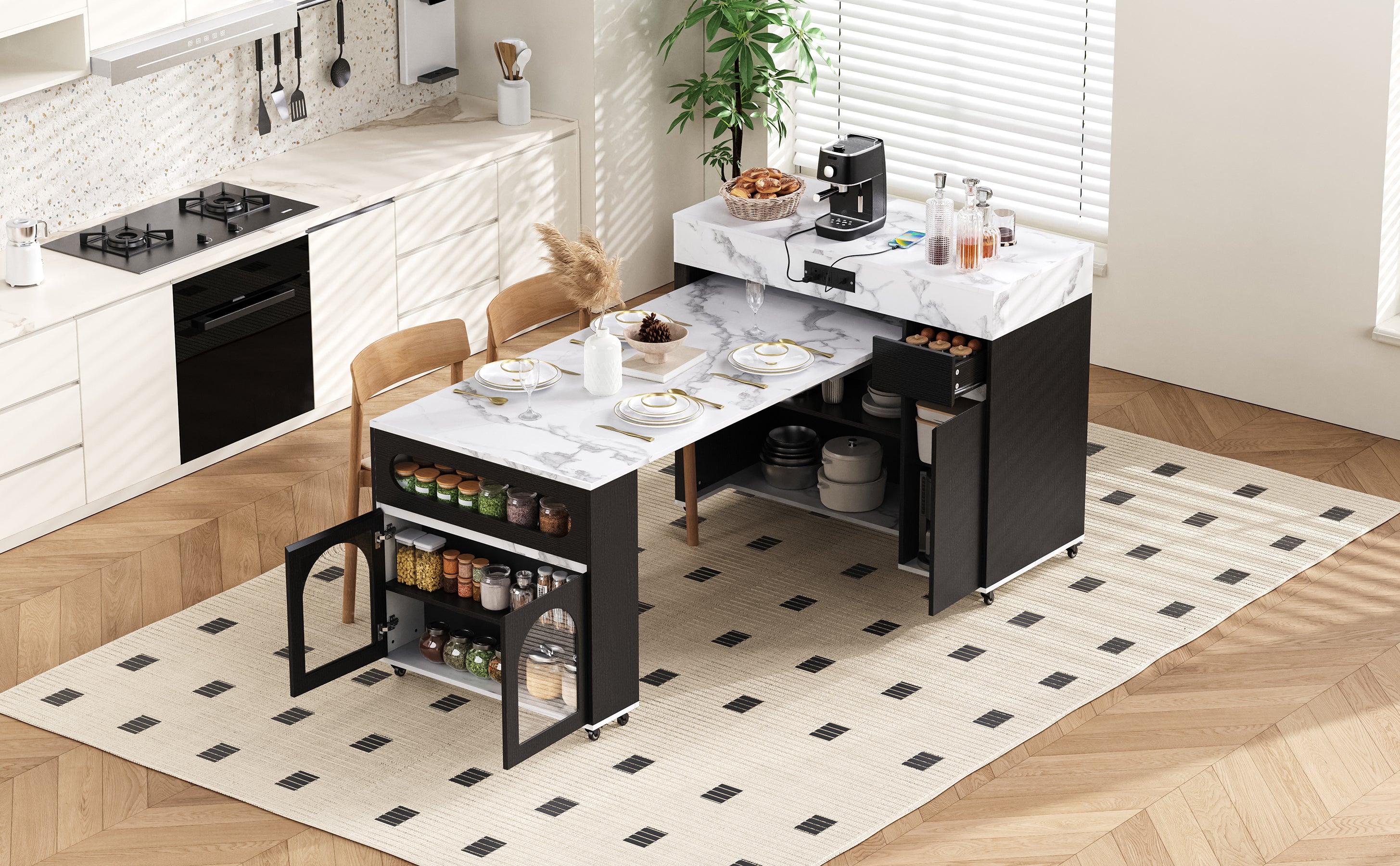 TREXM Extendable Dining Table with Extra-Long Folding Top