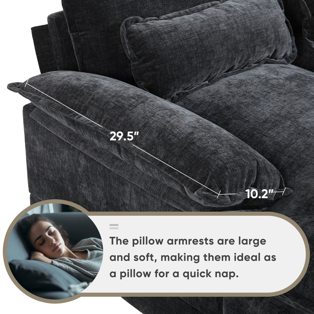 Modern U-Shaped Sectional Sofa with Console, Cup Holders and USB Charger